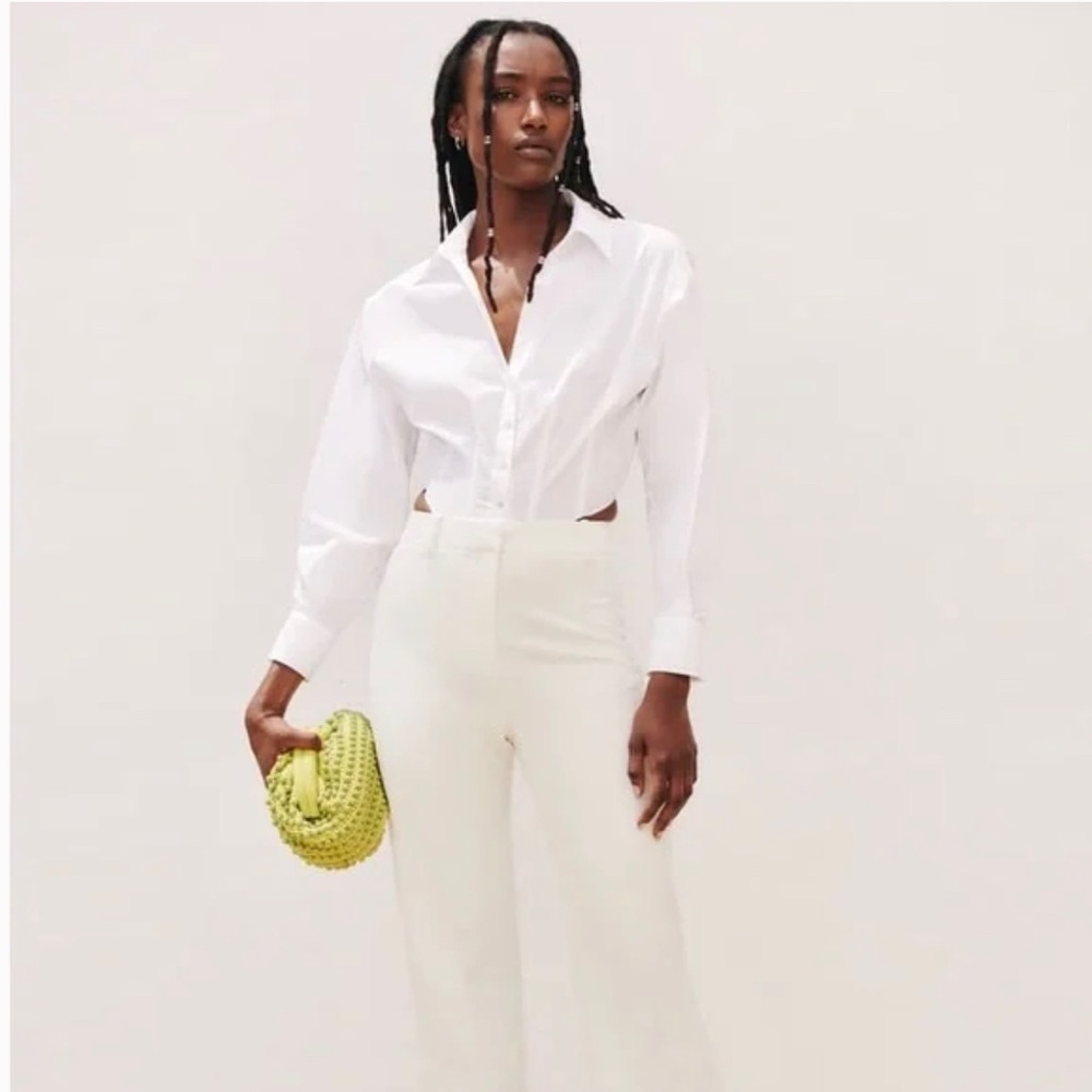 ZARA: CORSET STYLE POPLIN SHIRT, WHITE